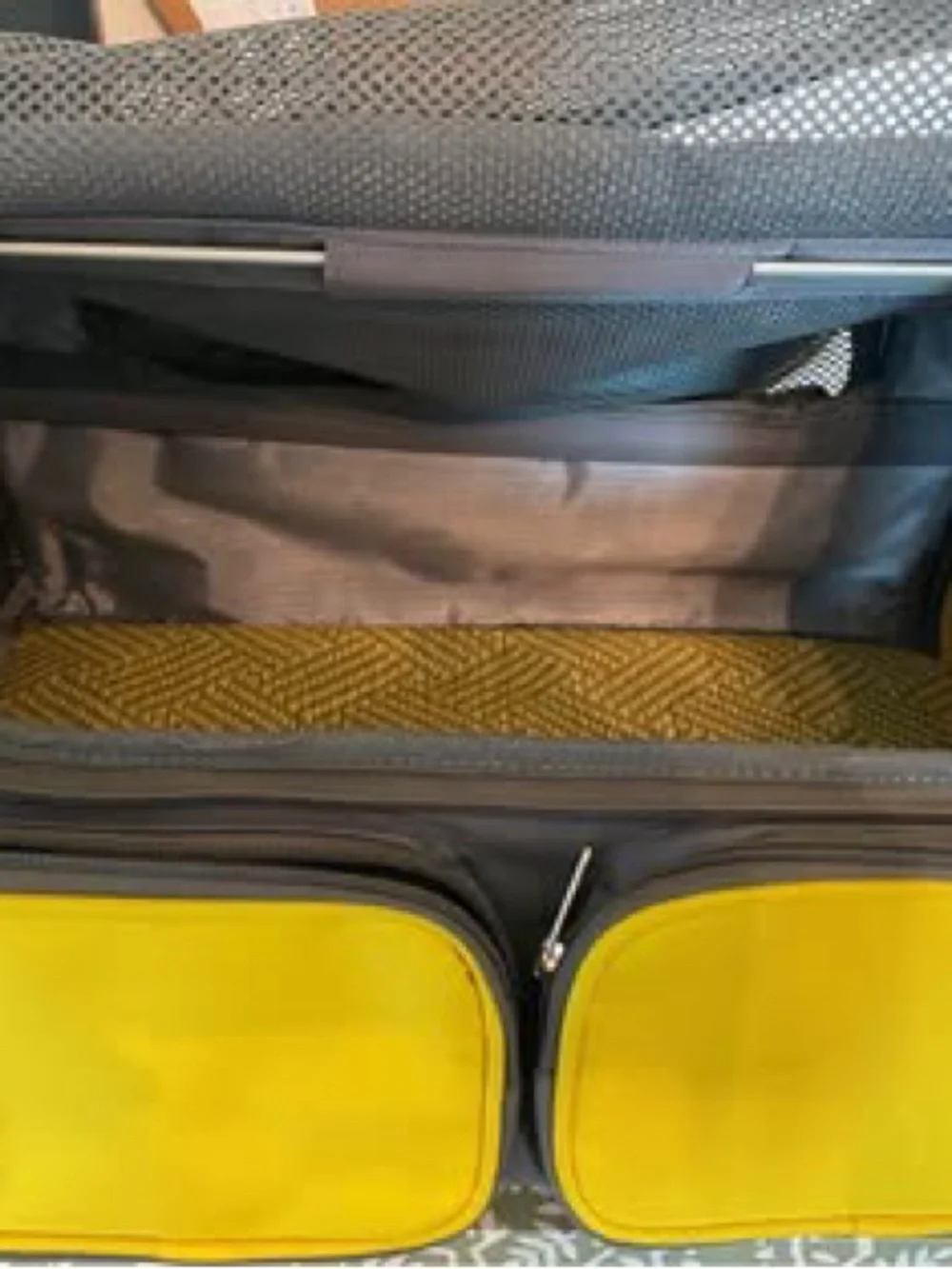 Gray and Yellow Soft-Sided Dog Carrier Travel Bag